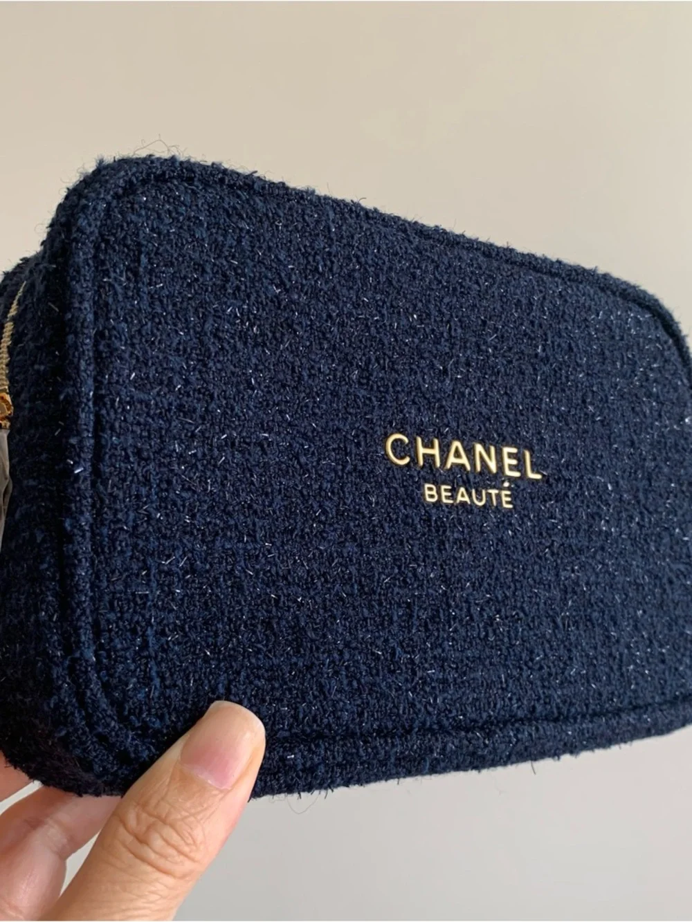 CHANEL Beauté 2025 Holiday Blue Tweed Cosmetic Pouch NIB New in Box